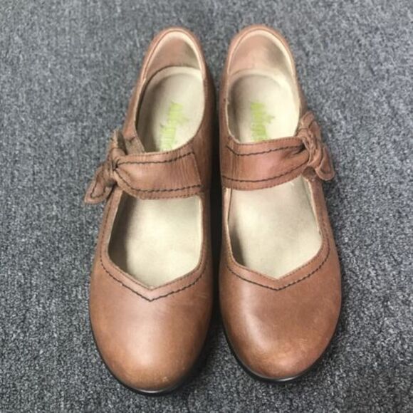 Alegria Women Ella 632 Saddle Mary Janes Shoes Brown Leather Hook & Loop 39 - Picture 3 of 9
